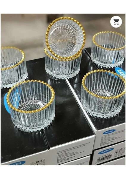 Yaldızlı Cam Sosluk ve Sunumluk Takımı, 6'lı, Şık ve Zarif Tasarım