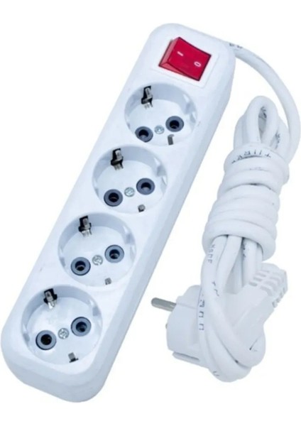 4 Lü 2 mt Anahtarlı Grup Priz -AST-A402