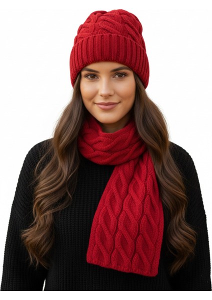 Kadın Yün Kışlık Şık Örme Bere ve Atkı Ikili Set Takım fiyatları