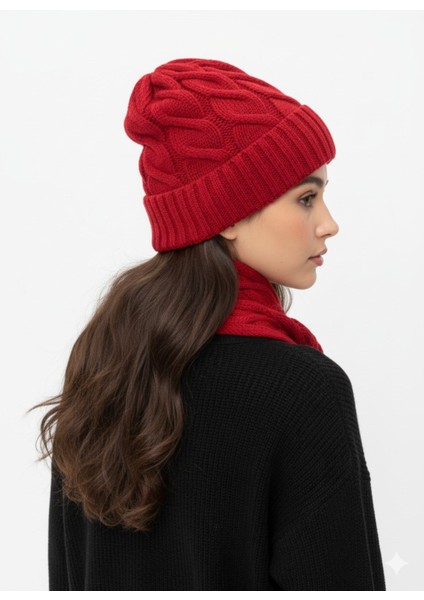 Kadın Yün Kışlık Şık Örme Bere ve Atkı Ikili Set Takım fırsatları