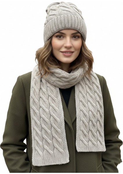 Kadın Yün Kışlık Şık Örme Bere ve Atkı Ikili Set Takım fiyatları