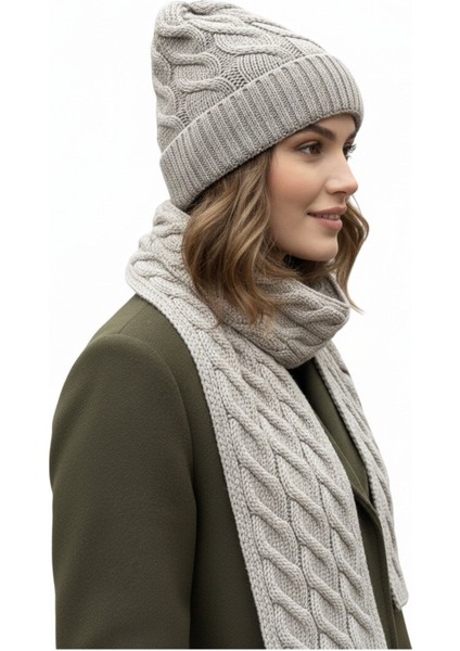 Kadın Yün Kışlık Şık Örme Bere ve Atkı Ikili Set Takım modelleri