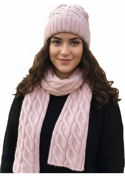 Kadın Yün Kışlık Şık Örme Bere ve Atkı Ikili Set Takım fiyatları