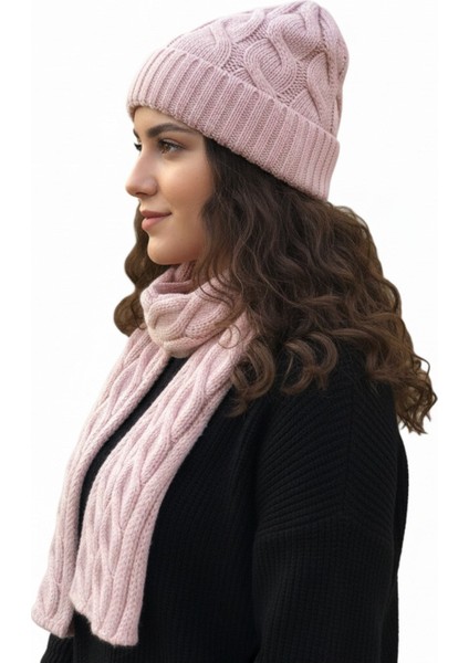 Kadın Yün Kışlık Şık Örme Bere ve Atkı Ikili Set Takım modelleri