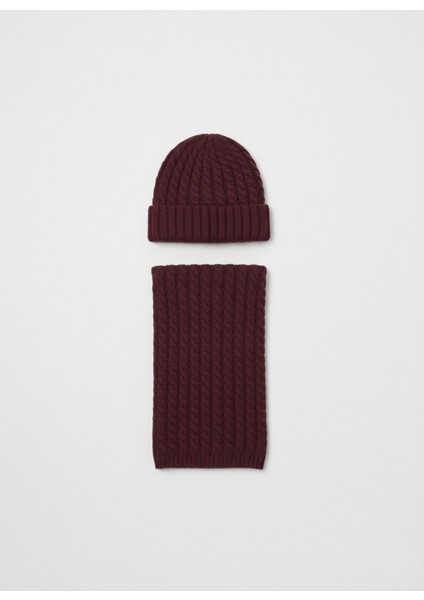 Erkek Yün Kışlık Örme Bere Atkı Ikili Set Takım