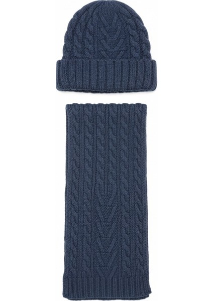 Erkek Yün Kışlık Örme Bere Atkı Ikili Set Takım