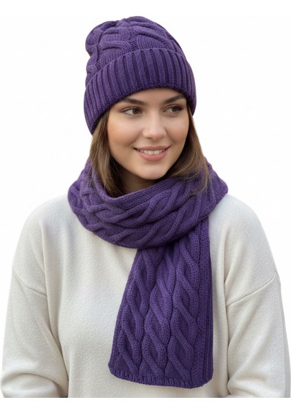 Kadın Yün Kışlık Şık Örme Bere ve Atkı Ikili Set Takım fiyatları