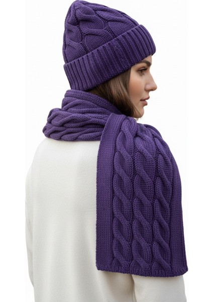 Kadın Yün Kışlık Şık Örme Bere ve Atkı Ikili Set Takım modelleri