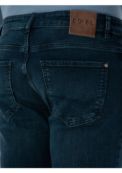 Erkek Petrol Slim Fit Pamuk Karışımlı Jean Pantolon 50308699-VR102