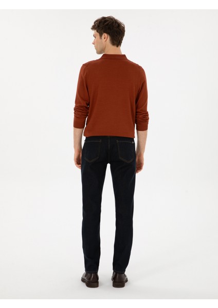 Erkek Lacivert Slim Fit Pamuk Karışımlı Jean Pantolon 50314011-VR033