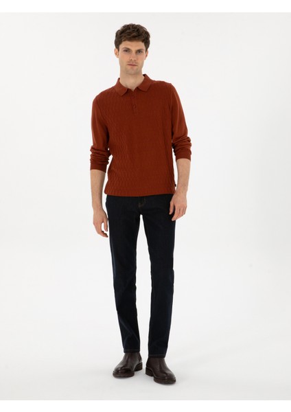 Erkek Lacivert Slim Fit Pamuk Karışımlı Jean Pantolon 50314011-VR033