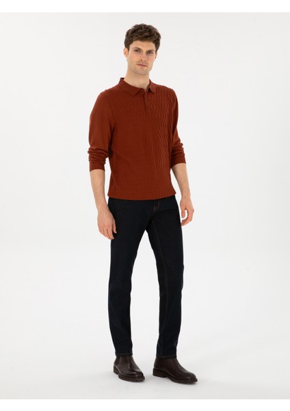 Erkek Lacivert Slim Fit Pamuk Karışımlı Jean Pantolon 50314011-VR033 modelleri