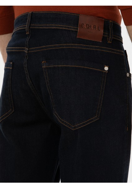 Erkek Lacivert Slim Fit Pamuk Karışımlı Jean Pantolon 50314011-VR033