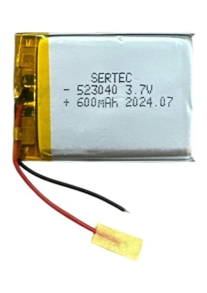 523040 3.7V 600 Mah Li-Polymer Pil DEVRELI/1.5A