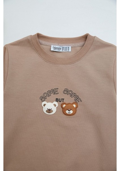 Ayıcık Nakışlı Bisiklet Yaka Kız Çocuk Sweatshirt fiyatları