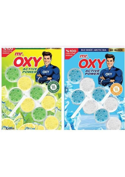 Mr. Oxy Klozet Wc Blok Limon Ferahlığı + Buz Denizi 2*50GR x 2 Adet