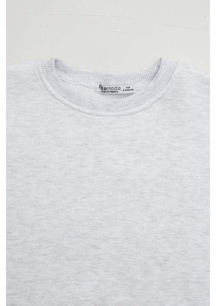 3 Iplik Kolu Yazı Baskılı Kız Çocuk Sweatshirt modelleri