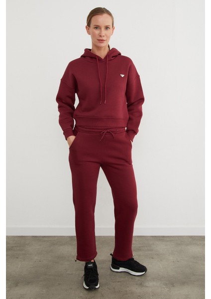 3 Iplik Üçgen Metal Armalı Kapüşonlu Sweatshirt