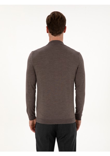 Erkek Vizon Slim Fit Kaşmir İpek Karışımlı Çeyrek Balıkçı Yaka Triko Kazak 50316299-VR052 indirimleri