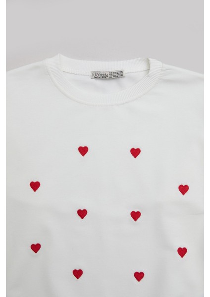 Kalp Nakışlı Kız Çocuk Sweatshirt fiyatları