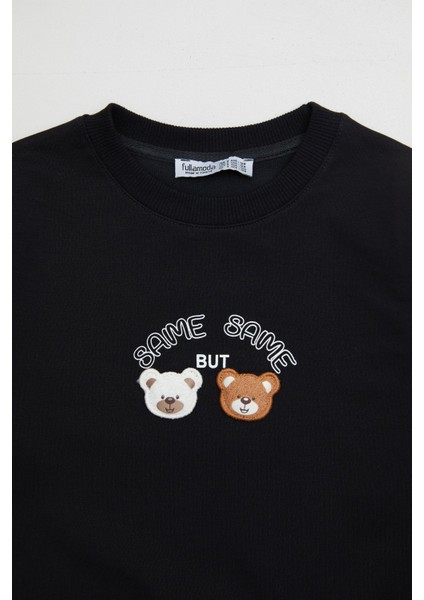 Ayıcık Nakışlı Bisiklet Yaka Kız Çocuk Sweatshirt fiyatları