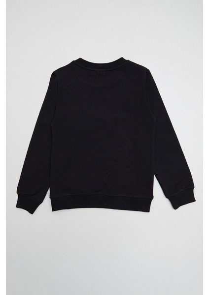 Ayıcık Nakışlı Bisiklet Yaka Kız Çocuk Sweatshirt modelleri