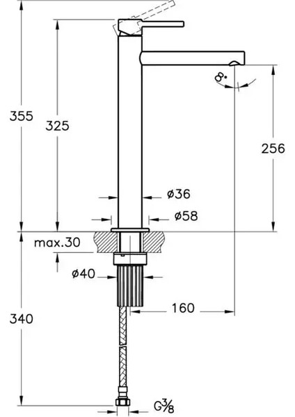 A42557 Origin Yüksek Lavabo Bataryası Krom