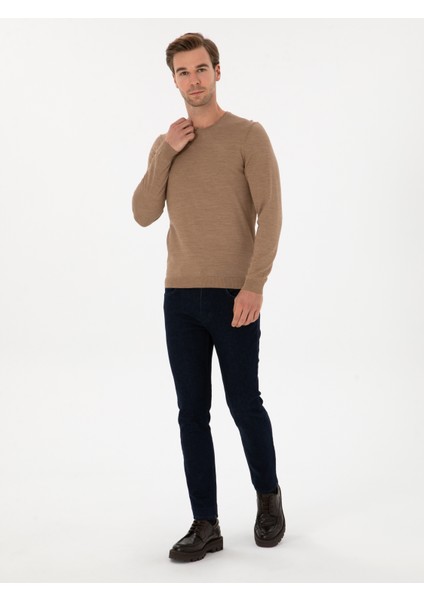 Erkek Lacivert Slim Fit Pamuk Karışımlı Jean Pantolon 50313706-VR033