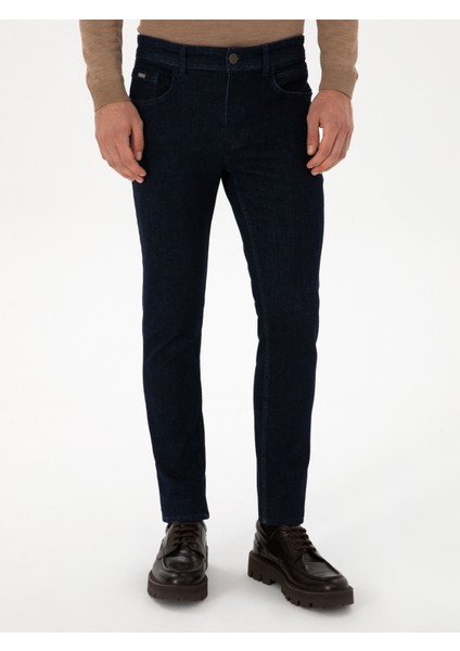 Erkek Lacivert Slim Fit Pamuk Karışımlı Jean Pantolon 50313706-VR033 fiyatları
