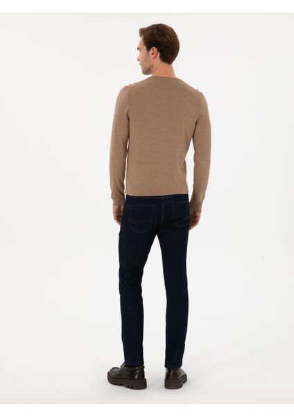 Erkek Lacivert Slim Fit Pamuk Karışımlı Jean Pantolon 50313706-VR033 fırsatları