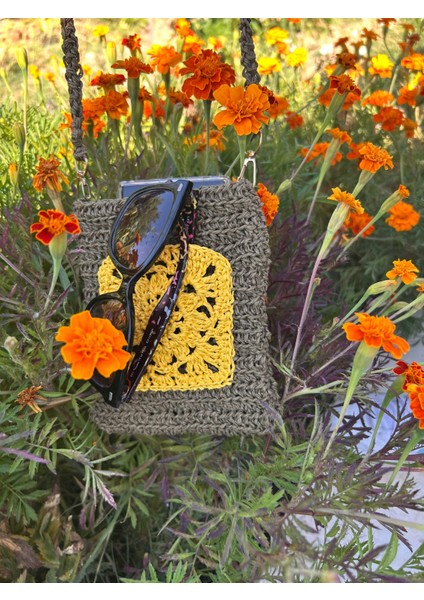 El Yapımı Örgü Telefon Çantası – Küçük Boy Hasır Görünümlü Omuz Çantası modelleri