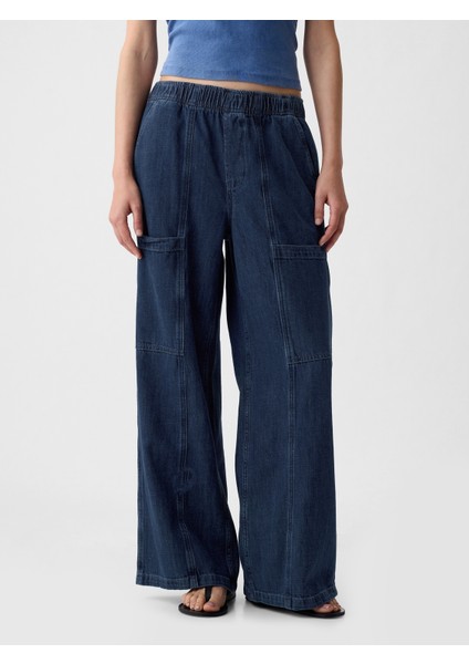 Kadın Koyu Mavi High Rise Utility Easy Jean Pantolon