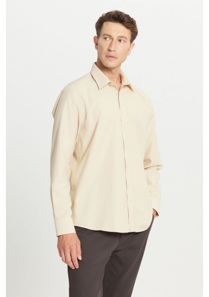 Pamuklu Regular Fit Normal Kesim Klasik Yaka Armürlü Gömlek modelleri