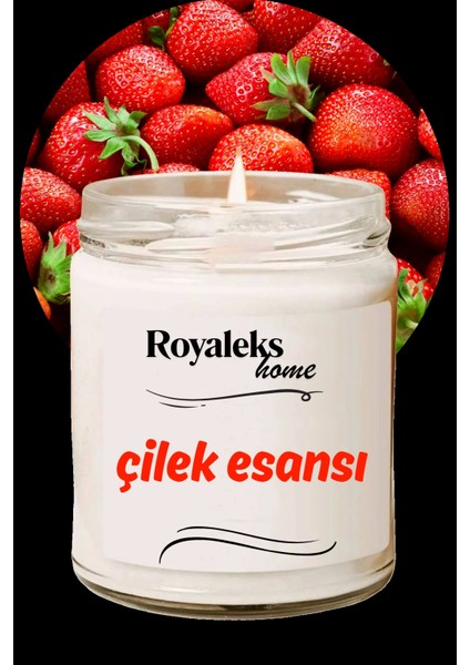 Doğal Özel Seri Kokulu Dekoratif Kavanoz Mum 210 cc - Çilek Esansı - Ryl