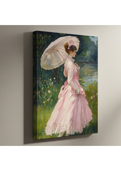 Pembe Elbiseli Bayan Portresi Tablosu