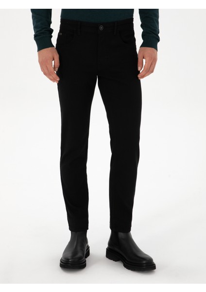 Erkek Siyah Slim Fit Pamuk Liyosel Karışımlı Jean Pantolon 50313970-VR046 indirimleri