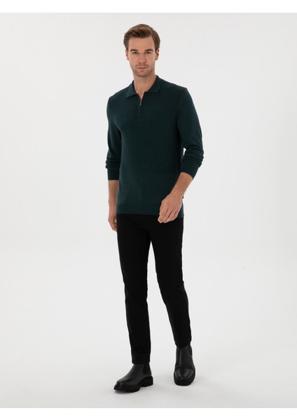 Erkek Siyah Slim Fit Pamuk Liyosel Karışımlı Jean Pantolon 50313970-VR046