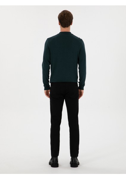 Erkek Siyah Slim Fit Pamuk Liyosel Karışımlı Jean Pantolon 50313970-VR046