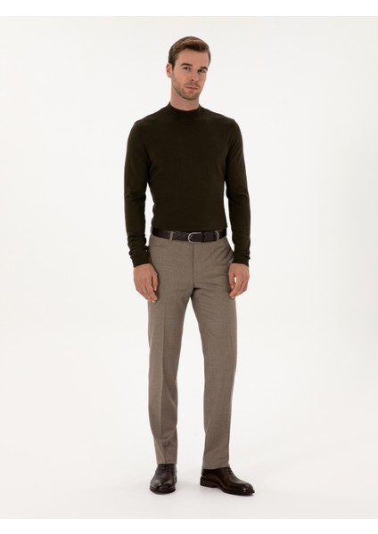 Erkek Haki Slim Fit Pamuk Karışımlı Çeyrek Balıkçı Yaka Basic Triko Kazak 50318704-VR027 fırsatları