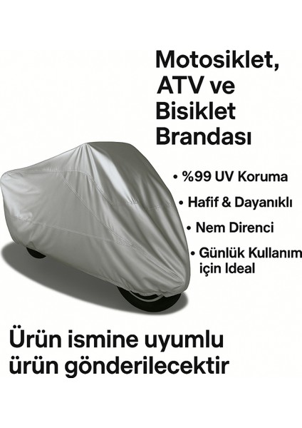 | Benelli Tnt 600 Arka Çanta (Bağlantı Tokalı) Uyumlu Solarblock Prime Uyumlu Motosiklet Brandası | Su Geçirmez, %99 UV, Yansıtıcı Gümüş Üst