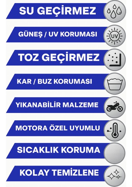 | Benelli Tnt 600 Arka Çanta (Bağlantı Tokalı) Uyumlu Solarblock Prime Uyumlu Motosiklet Brandası | Su Geçirmez, %99 UV, Yansıtıcı Gümüş Üst