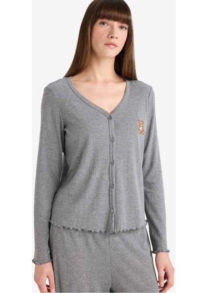 Pijama Takımı Regular Fit Uzun Kollu Üst Uzun Alt-Fall in Love G0222AX25AU fırsatları