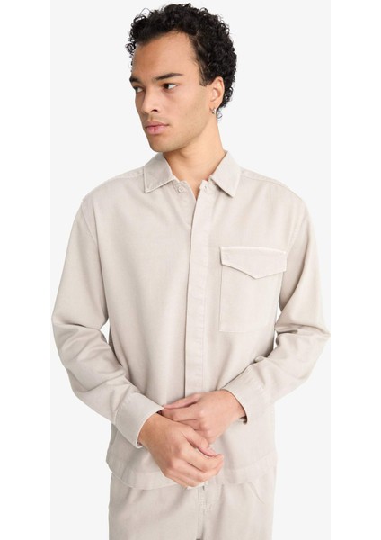 Boxy Fit Polo Yaka Twill Uzun Kollu Gömlek F7124AX25AU modelleri