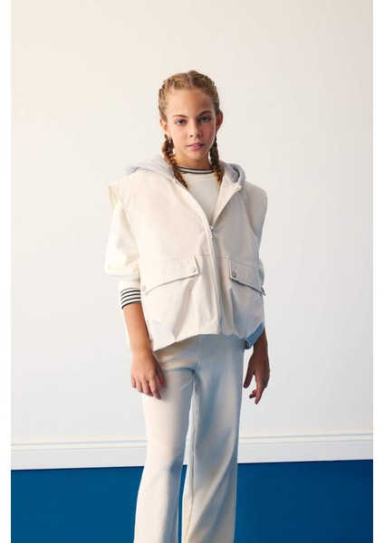 Kız Çocuk Su Geçirmez Kapüşonlu Fermuarlı Yelek E7681A825AU