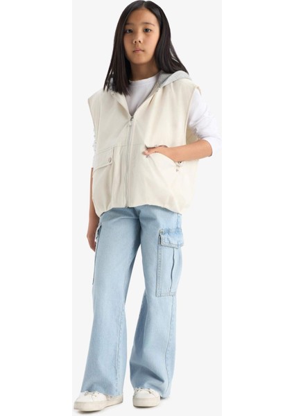 Kız Çocuk Su Geçirmez Kapüşonlu Fermuarlı Yelek E7681A825AU fırsatları