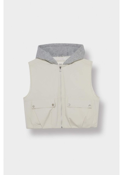 Kız Çocuk Su Geçirmez Kapüşonlu Fermuarlı Yelek E7681A825AU