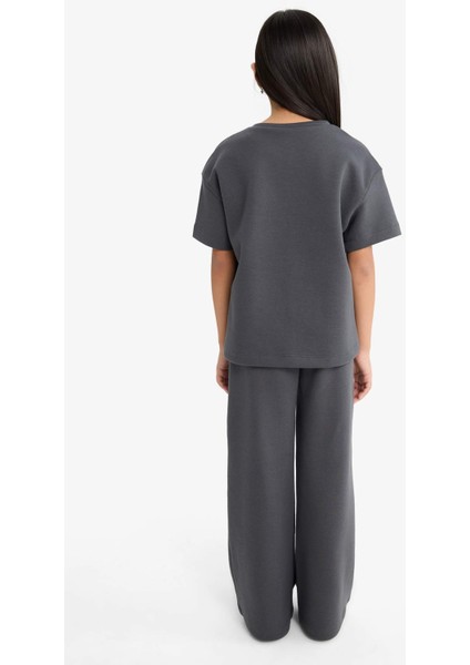 Kız Çocuk 2'li Takım Baskılı Kısa Kollu Tişört Eşofman Altı G2842A825AU