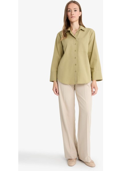 Regular Fit Gömlek Yaka Poplin Uzun Kollu Tunik G2392AX25AU fiyatları