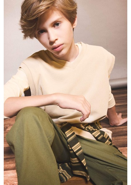 Erkek Çocuk V Yaka Yıkamalı Süveter G1819A825AU