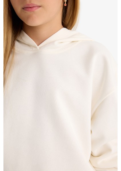 Kız Çocuk Relax Fit Kapüşonlu Basic Düz Sweatshirt F0008A825AU indirimleri